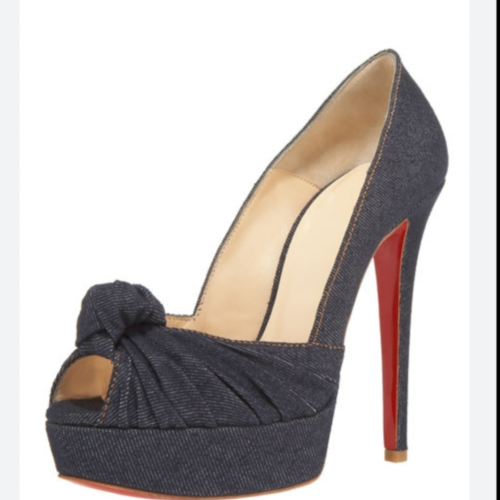 Christian Louboutin 37.5 Denim Knot Platforms